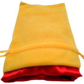 Dice Bag Large - Gold Velvet with Red Satin - Metallic Dice Games